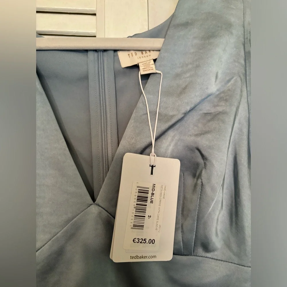 Blue Satin Ted Baker Dress (size 2) - Picture 2 of 2